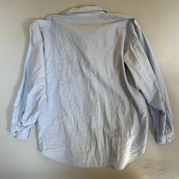 Light Blue Long Sleeved Shirt with Embroidery Design - No Tag Vintage - Picture 8 of 8